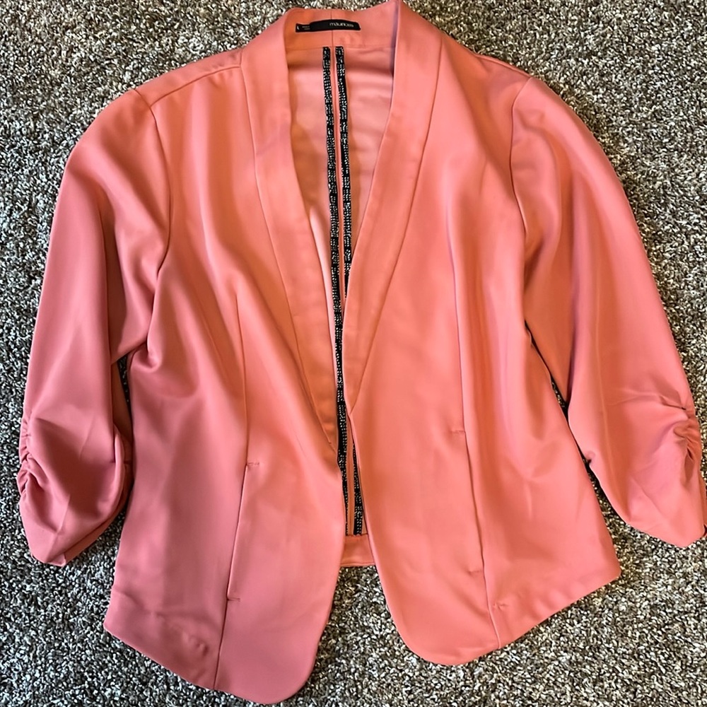 Maurices pink 3/4 sleeve blazer, size large